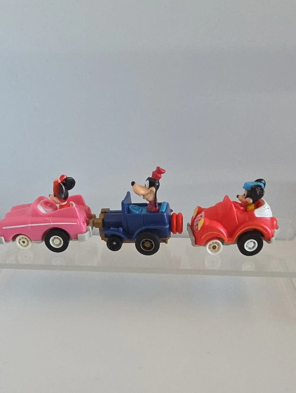 Vintage 1988 Disney Pull Back Car Toys Minnie- Mickey- Goofy Set Of 3